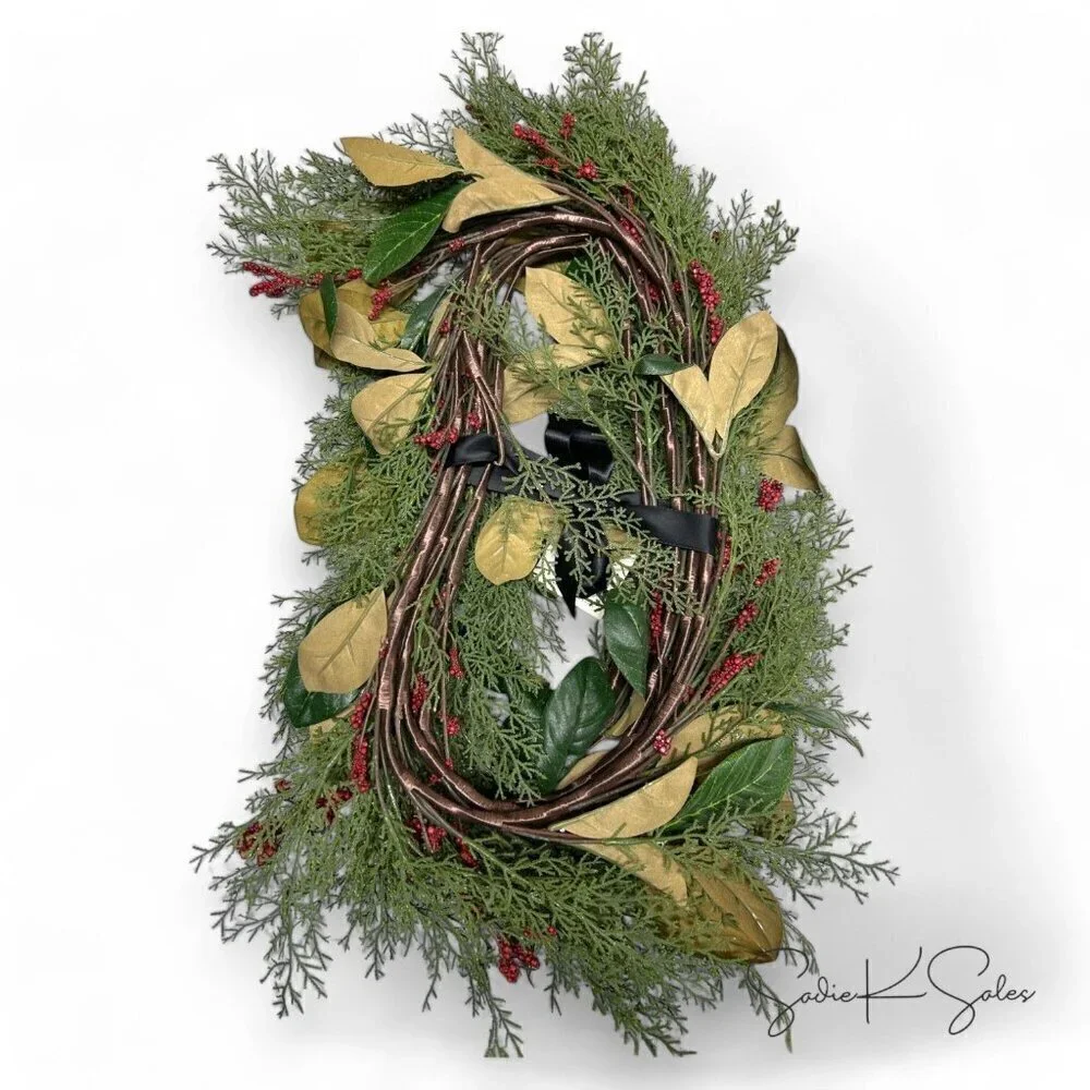 12' Cedar & Magnolia Leaf Garland Winterberries - Hearth & Hand Magnolia, Target